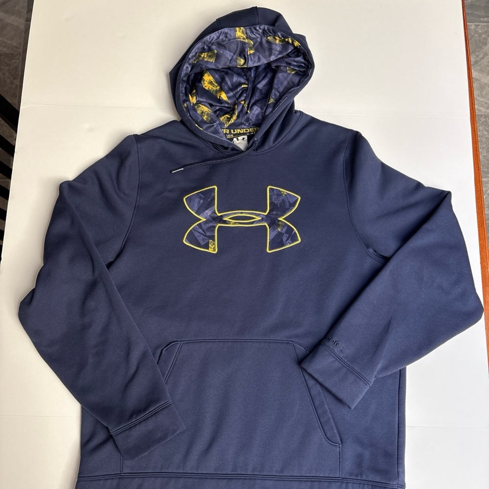 Under Armour  NavyBlue/Yellow Storm Hoodie Mens Sweatshirt L